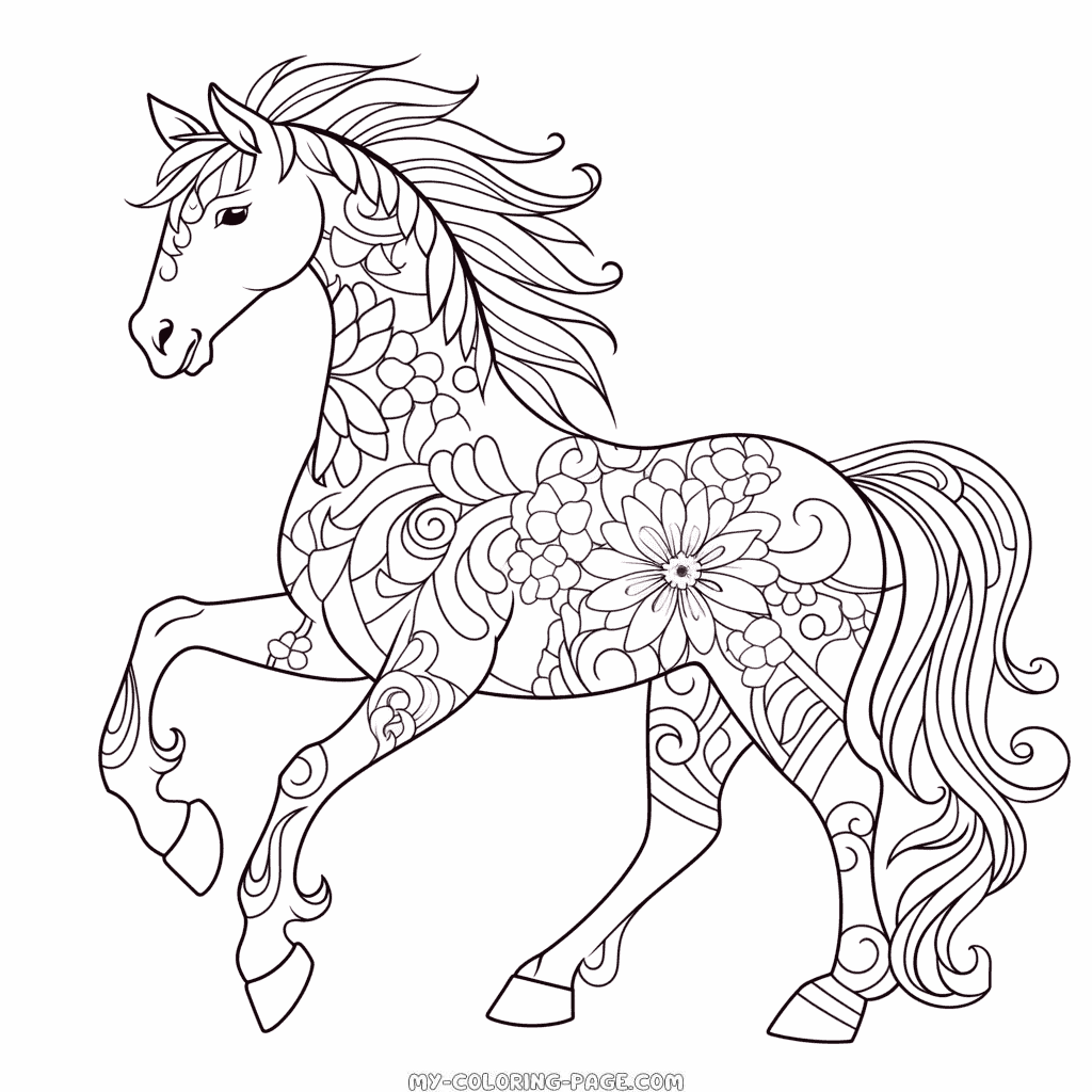 Antistress horse coloring page | My Coloring Page