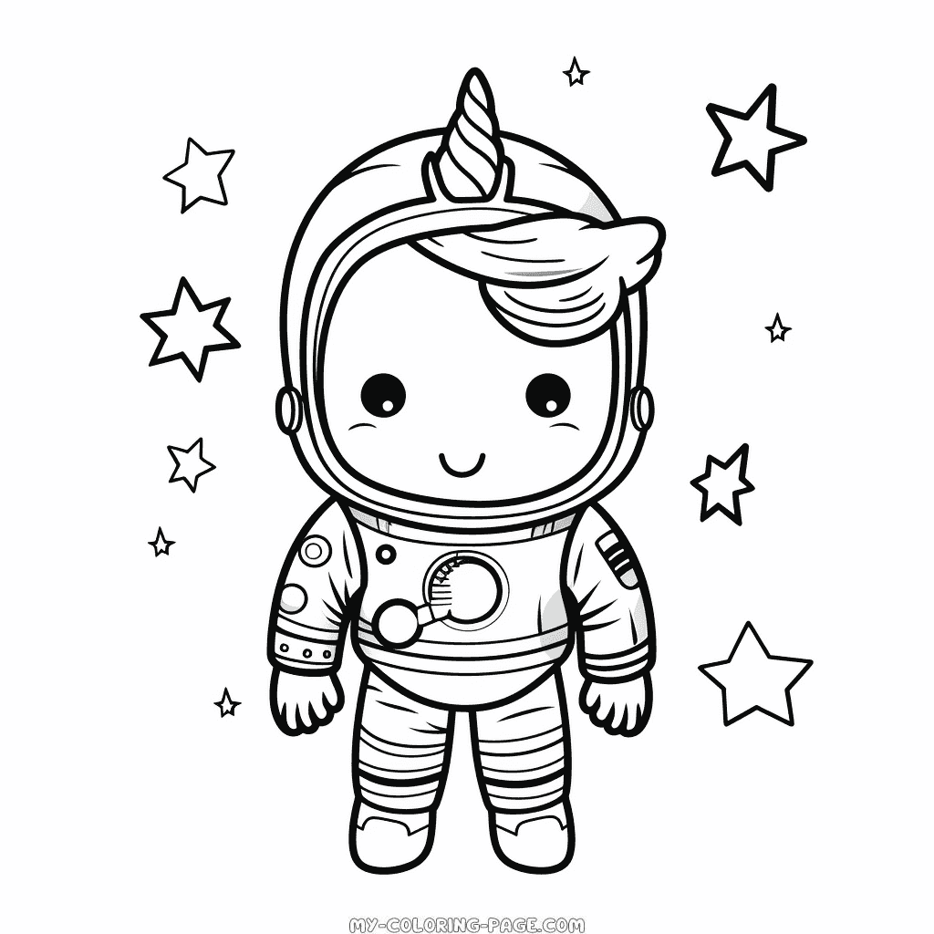 Astronaut Unicorn coloring page