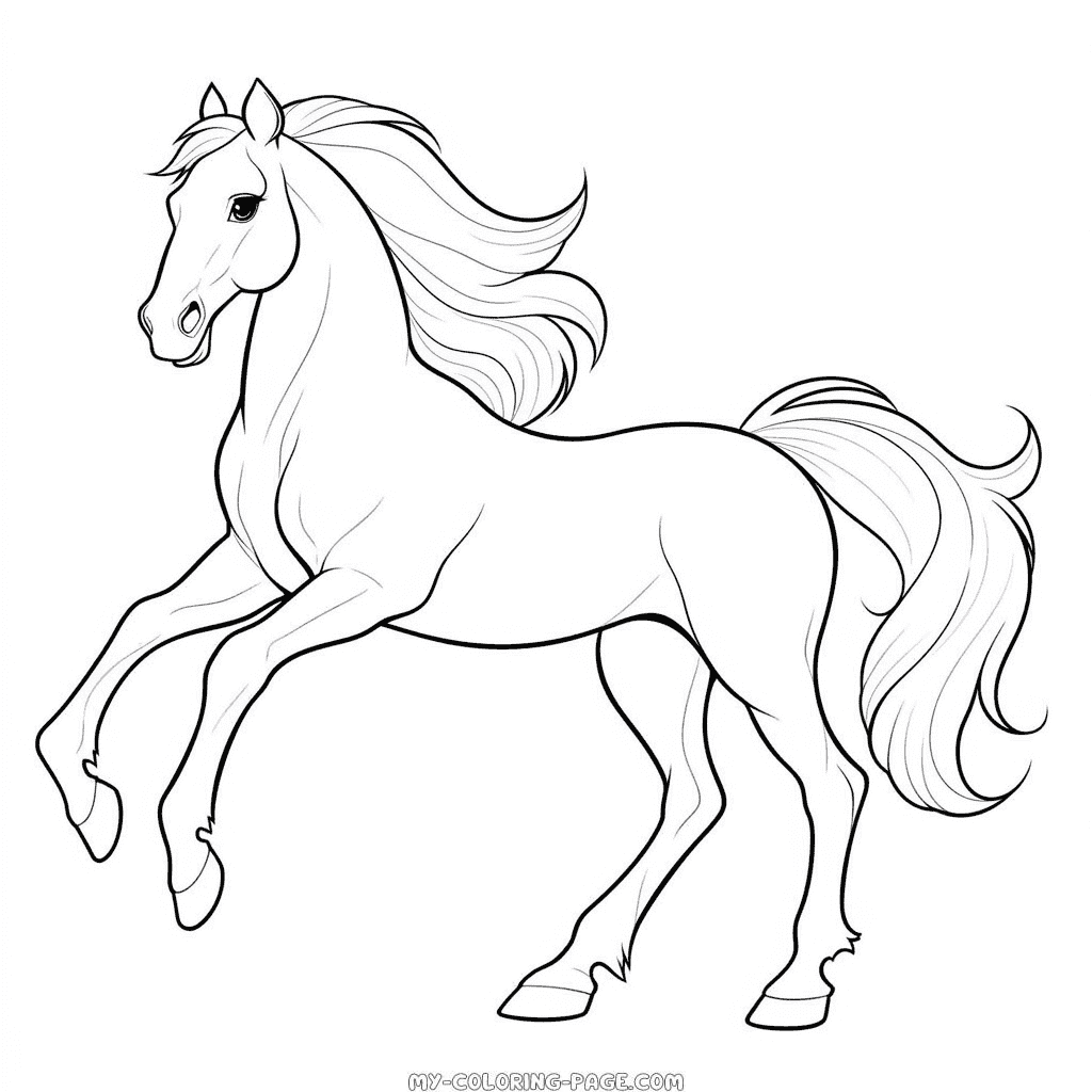 Black and white horse coloring page | My Coloring Page