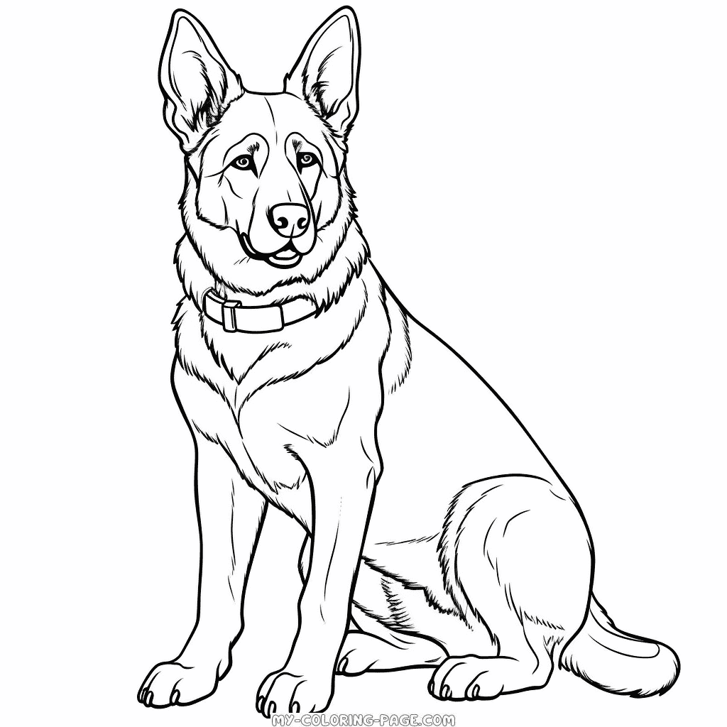 Calm German Shepherd coloring page | My Coloring Page