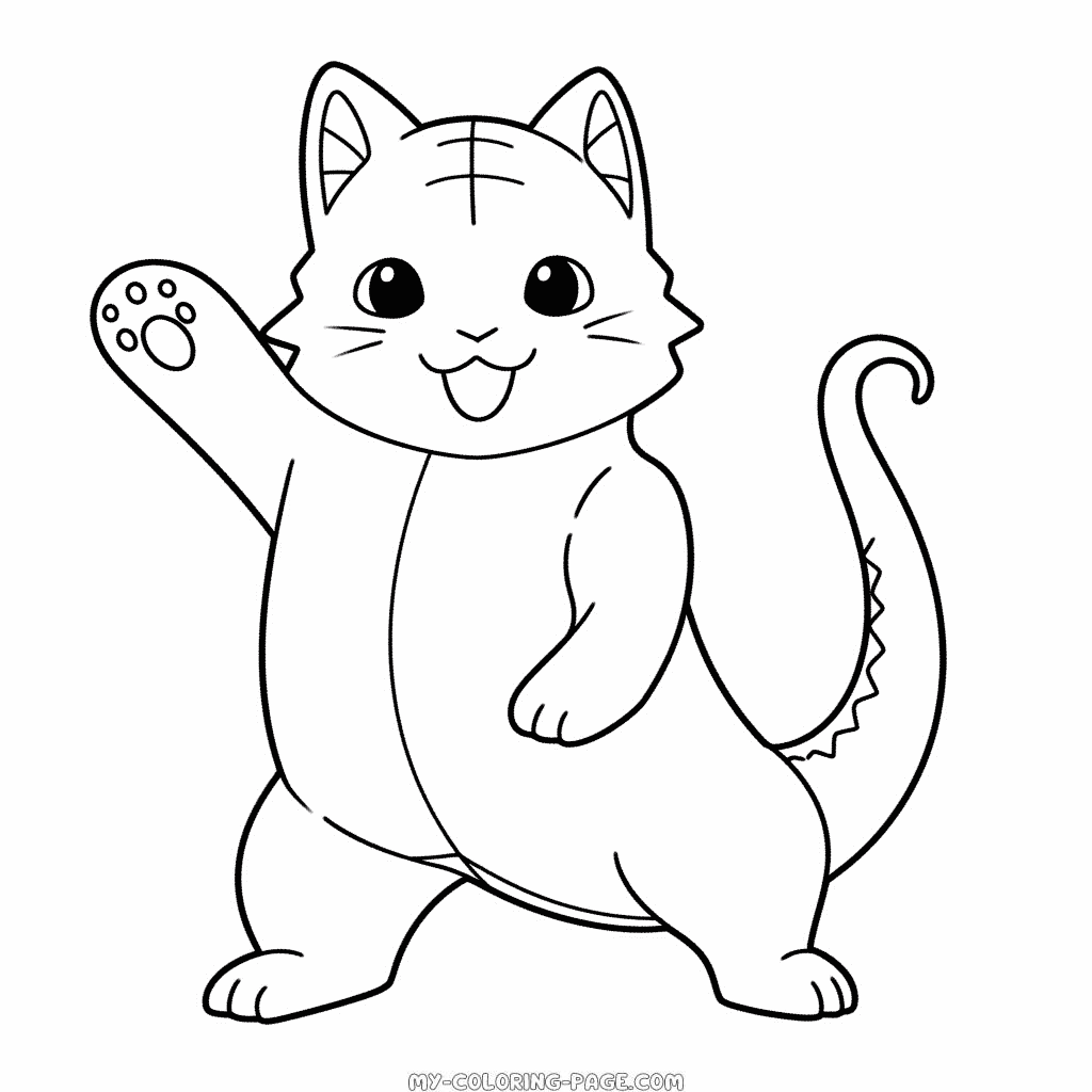 Cat dinosaur coloring page