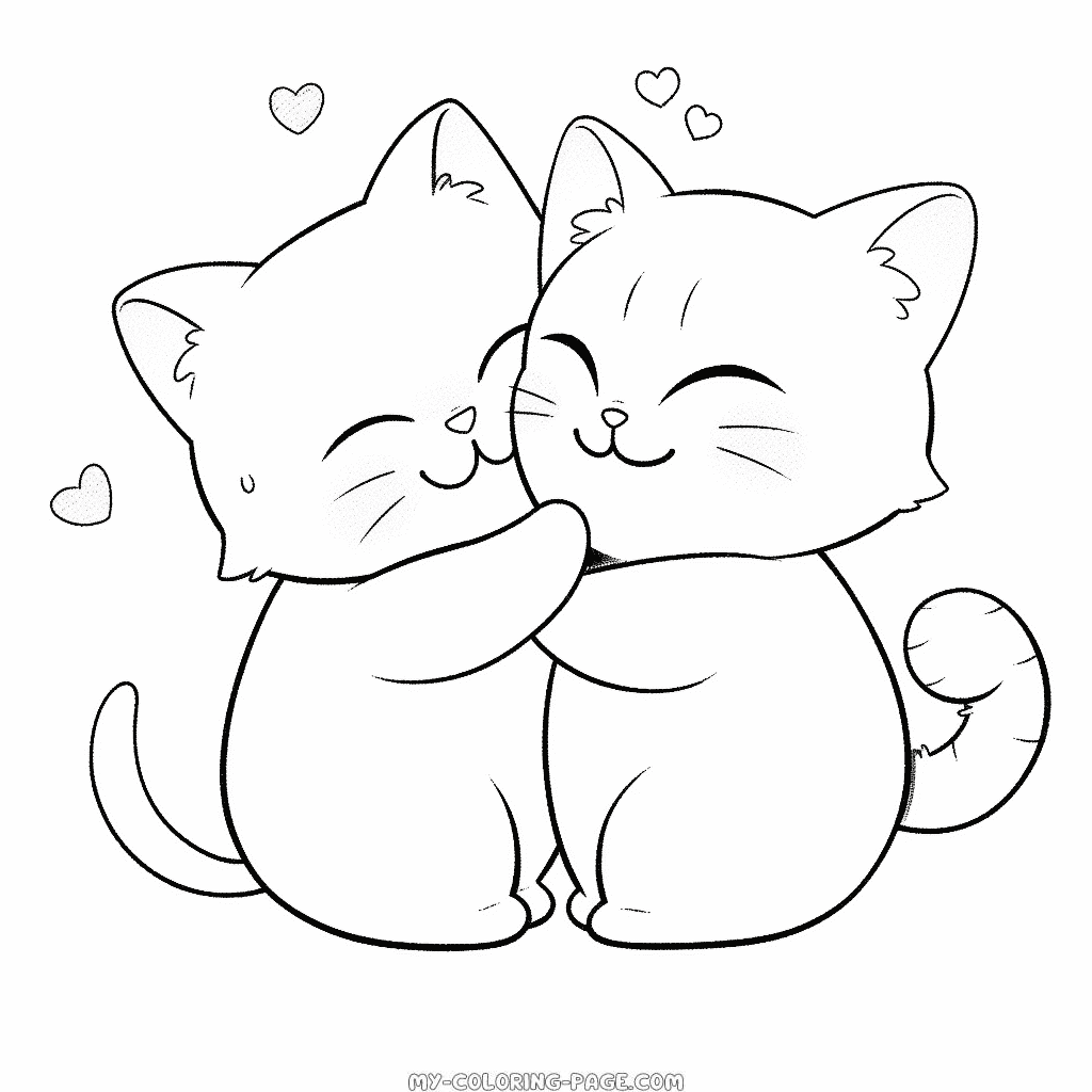 Cat friends coloring page