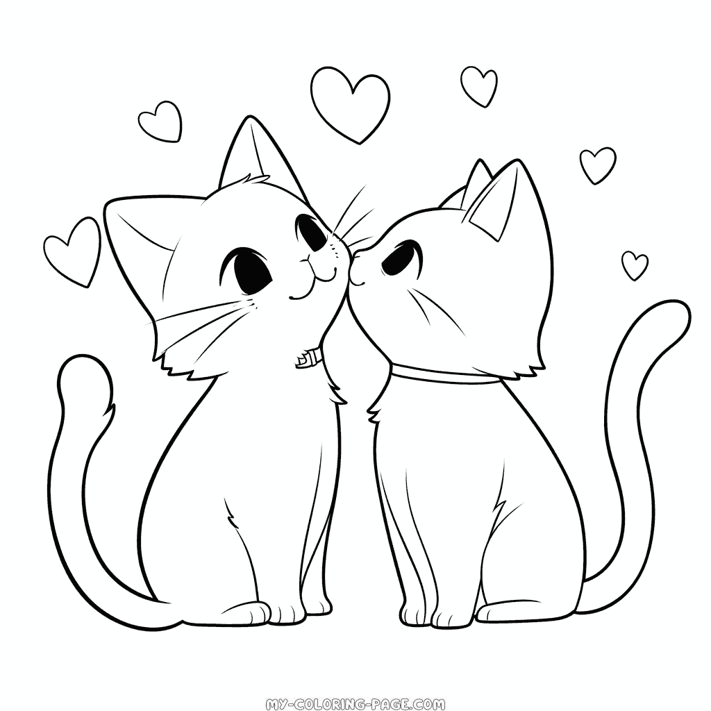 Cat love coloring page | My Coloring Page