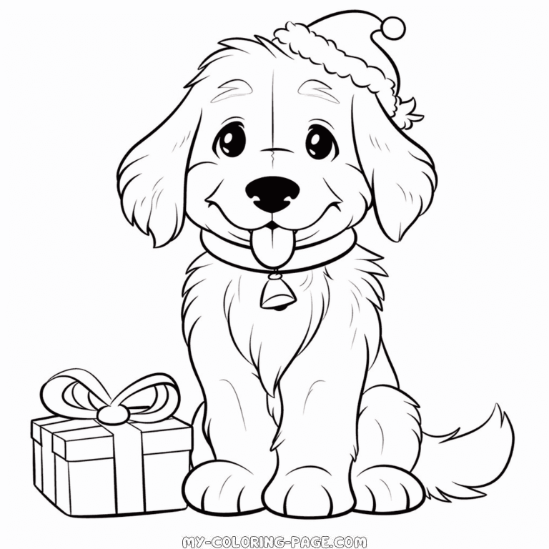 Christmas dog coloring page | My Coloring Page