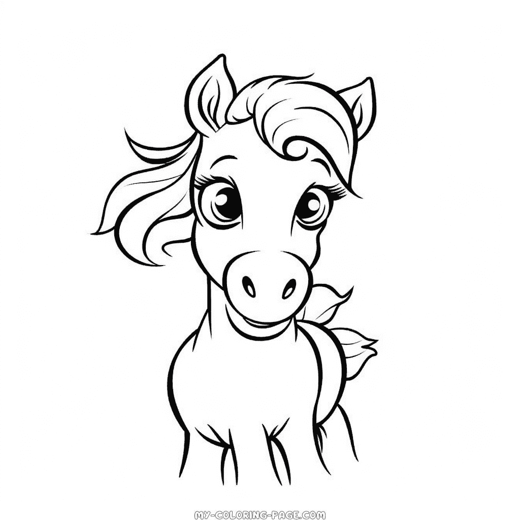 curious horse coloring page