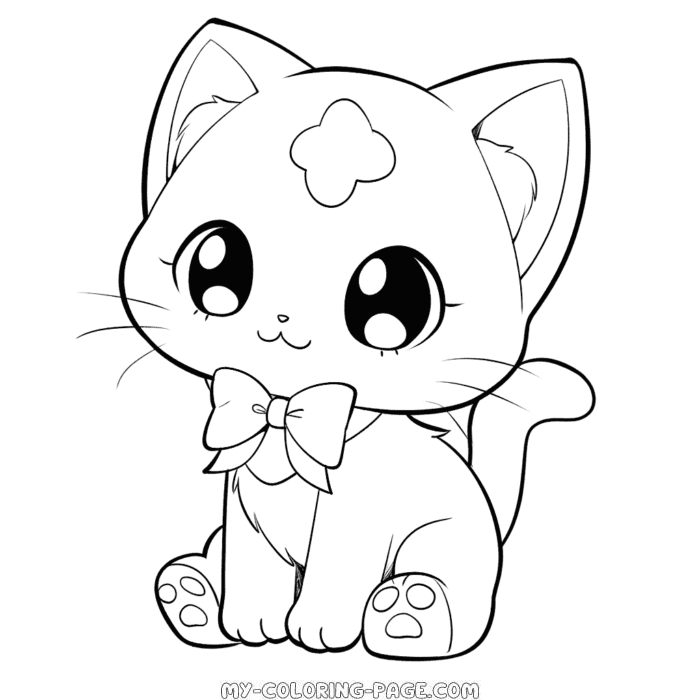 Cute anime cat coloring page | My Coloring Page