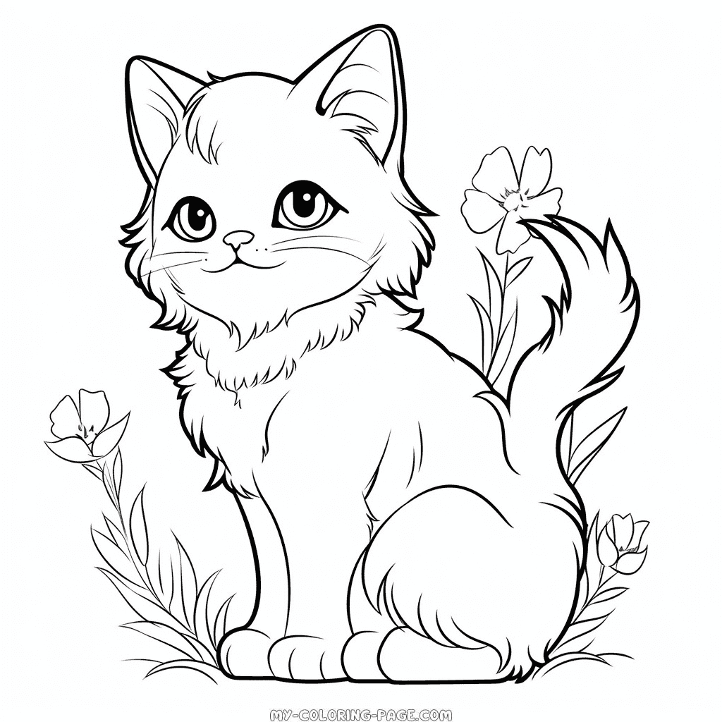 Cute cat to color coloring page | My Coloring Page