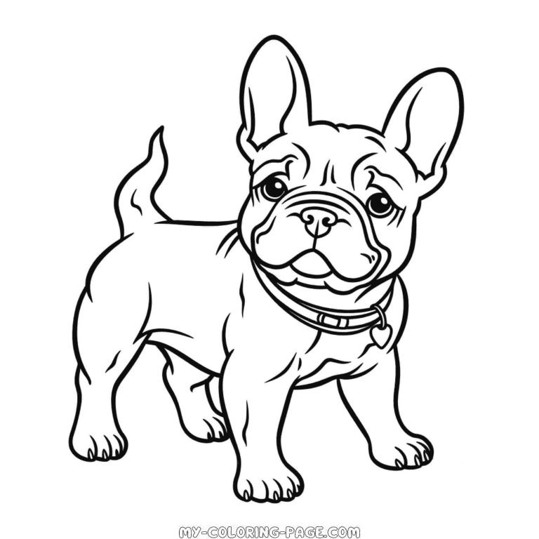 Cute french bulldog coloring page | My Coloring Page