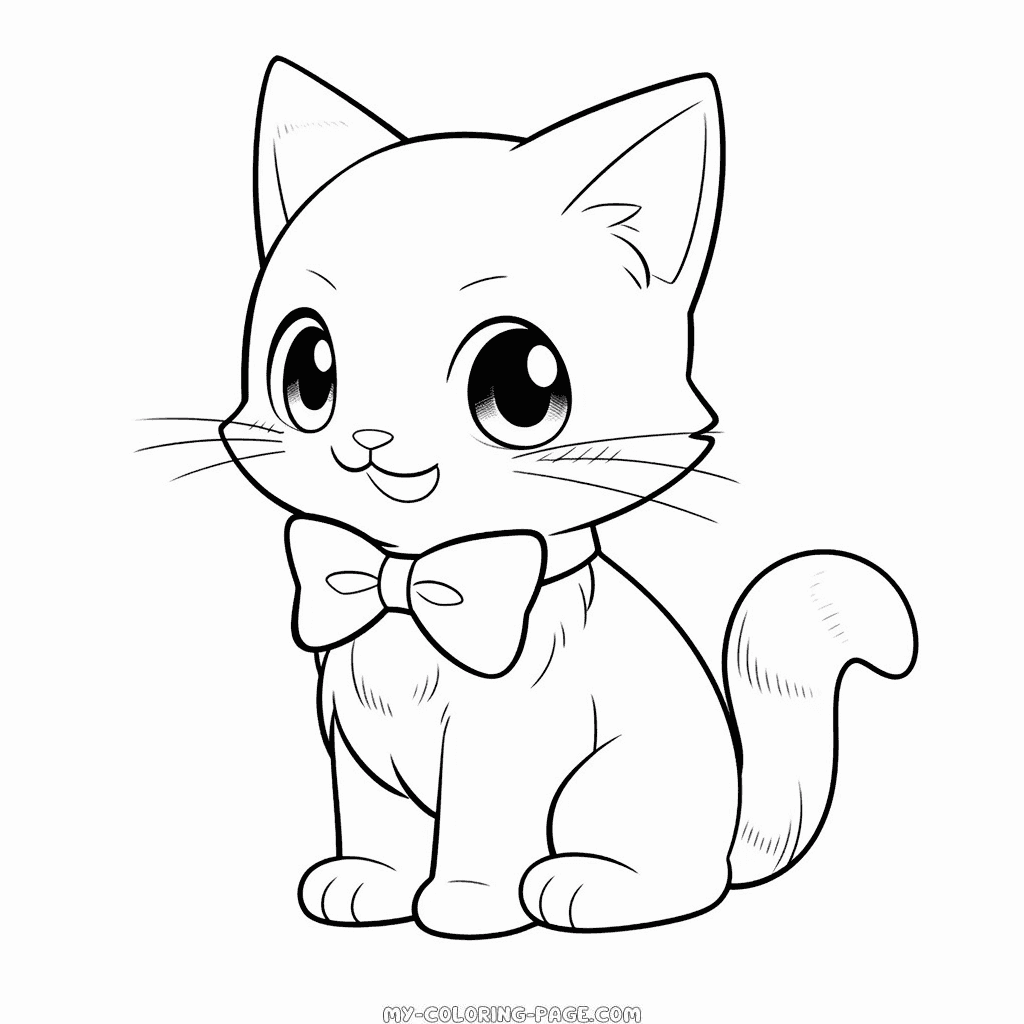 Cute Kitten with Bow Tie coloring page | My Coloring Page