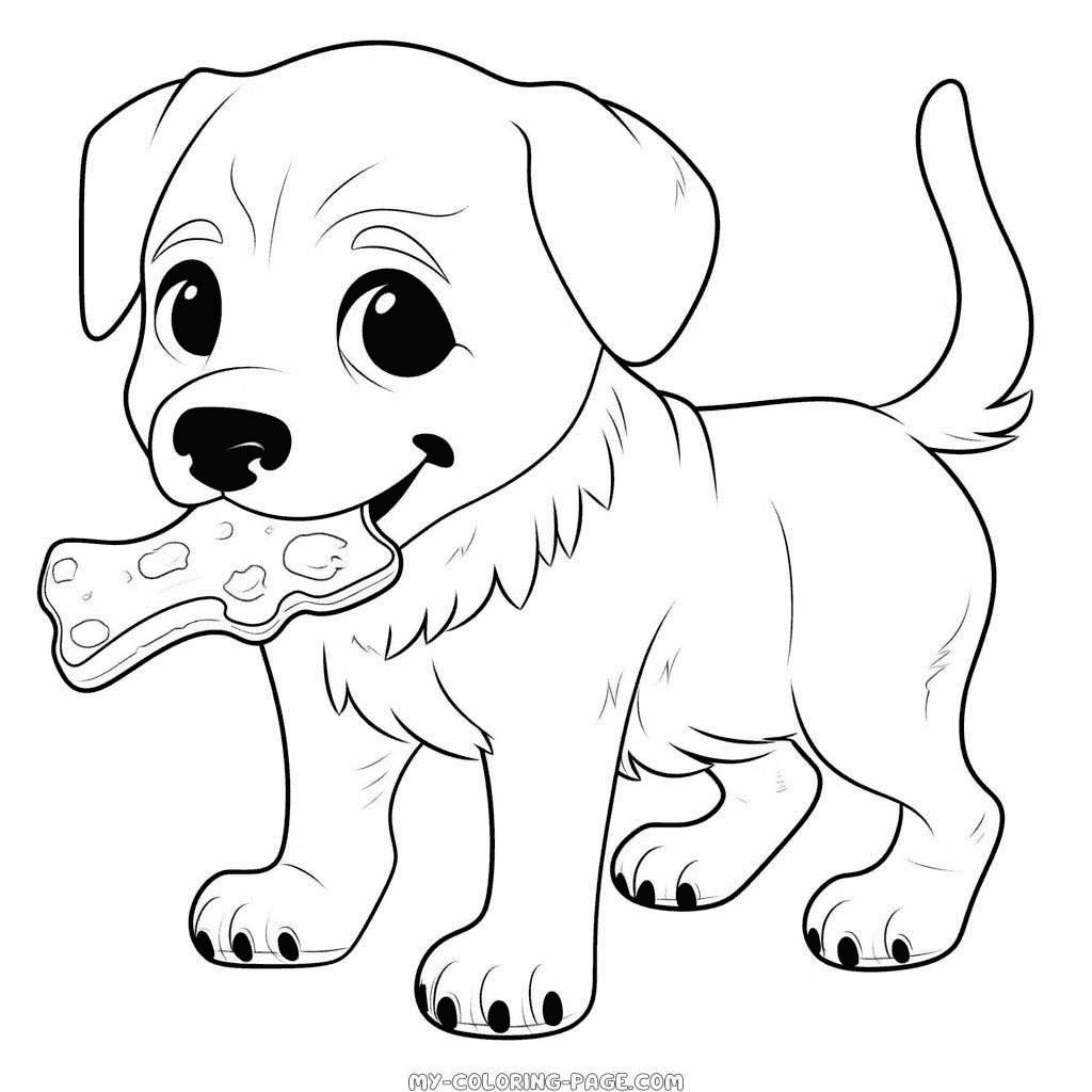 Dog Eating Bone coloring page