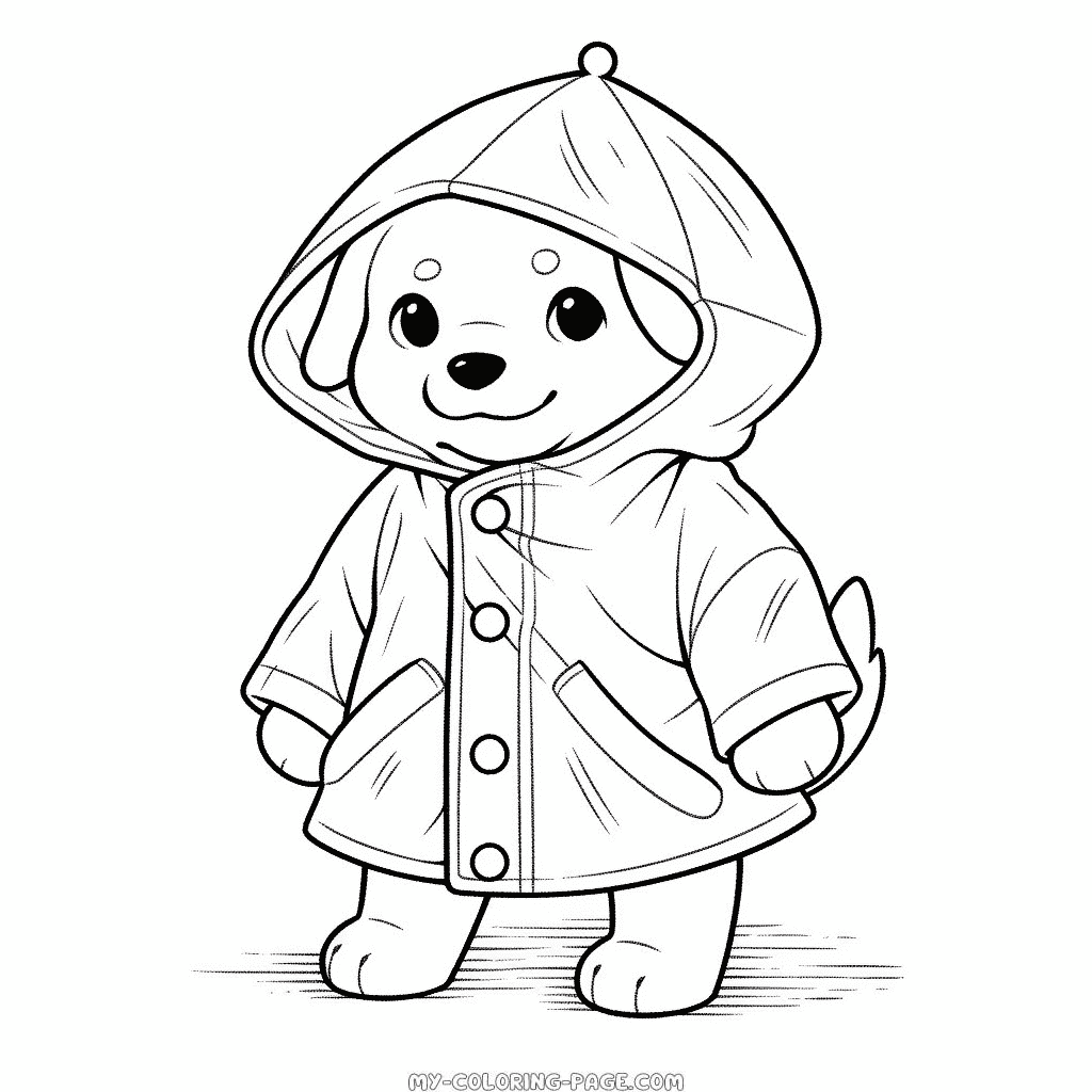 Dog in Raincoat coloring page
