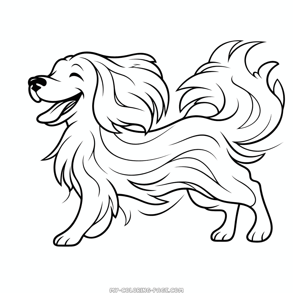 Dog in Wind coloring page