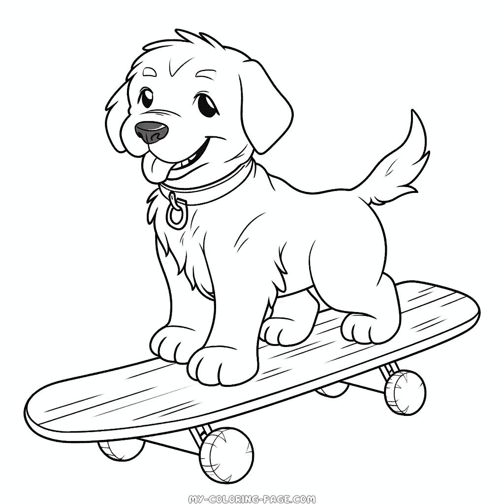 Dog on Skateboard coloring page