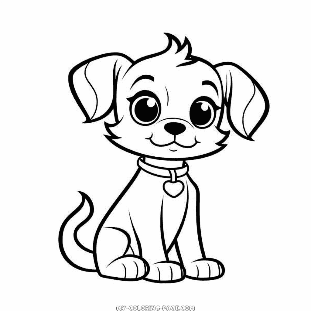 Dog with heart coloring page | My Coloring Page
