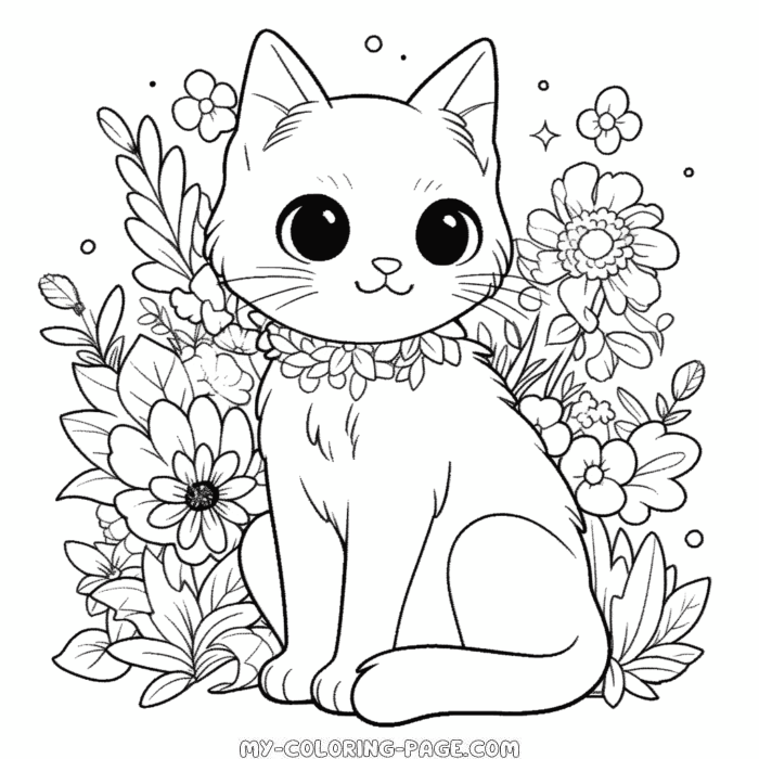 Friendly Cat coloring page | My Coloring Page