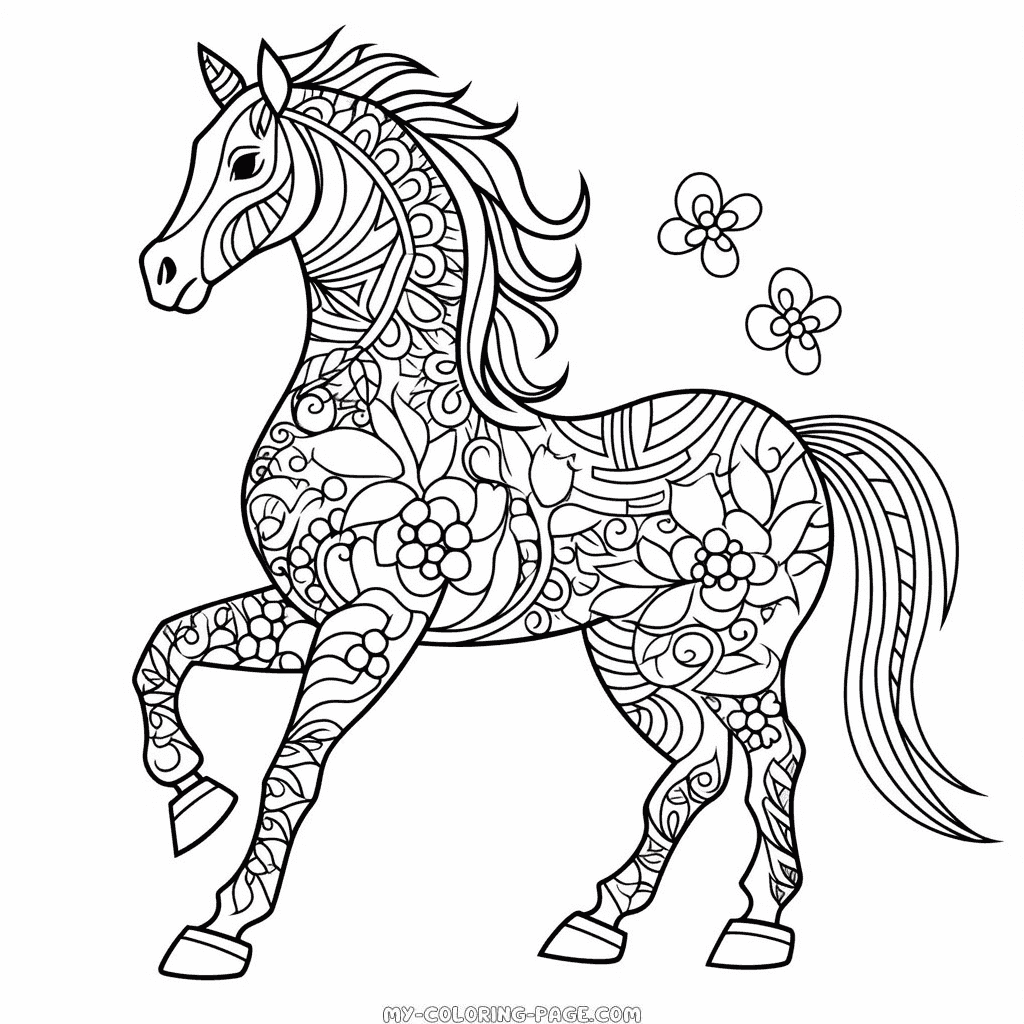 Horse mandala coloring page | My Coloring Page