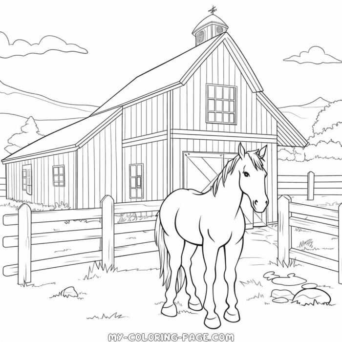 Horse ranch coloring page | My Coloring Page