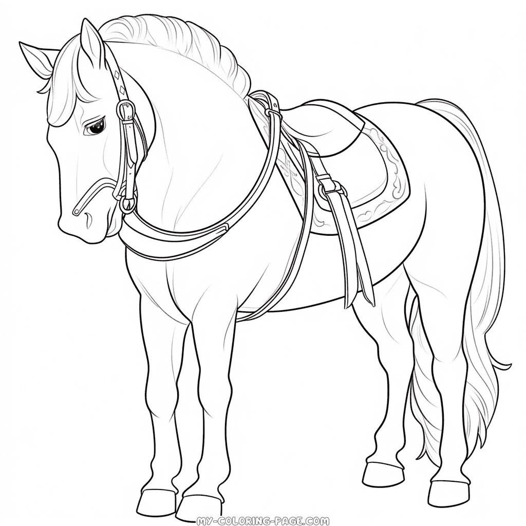 Horse tack coloring page