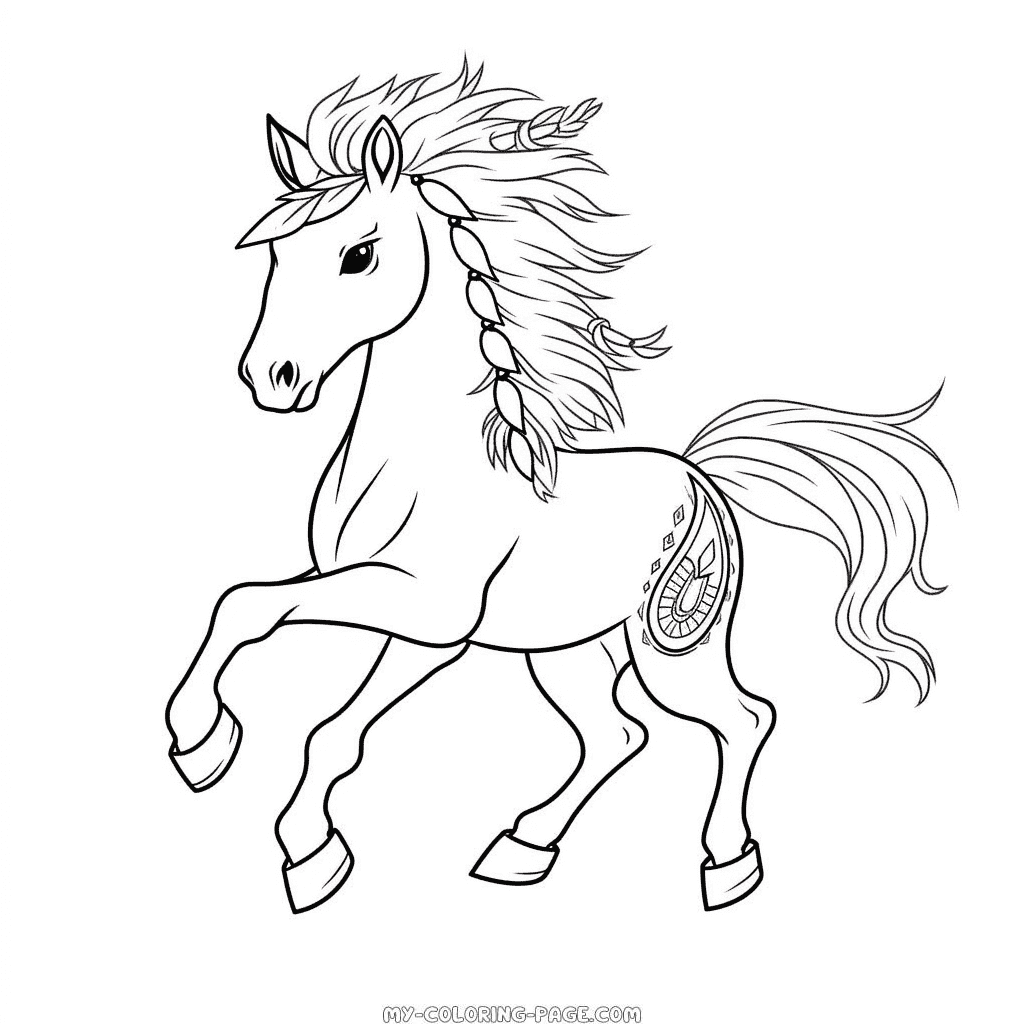 Indian horse coloring page | My Coloring Page