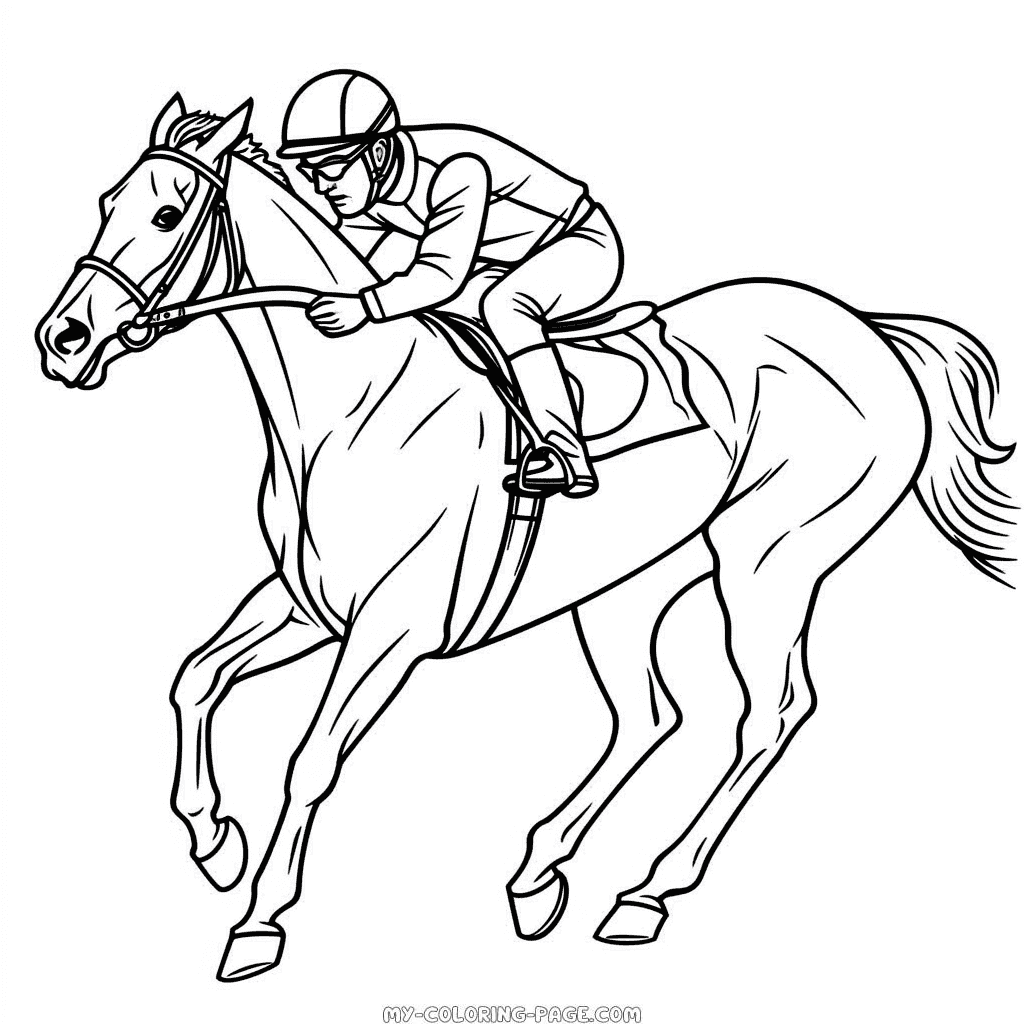 Jockey race horse coloring page | My Coloring Page