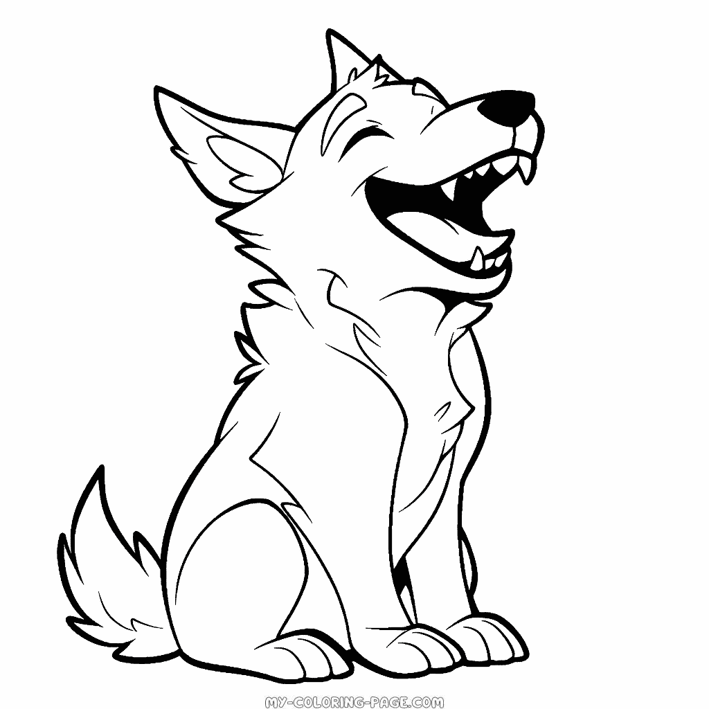 Laughing dog coloring page