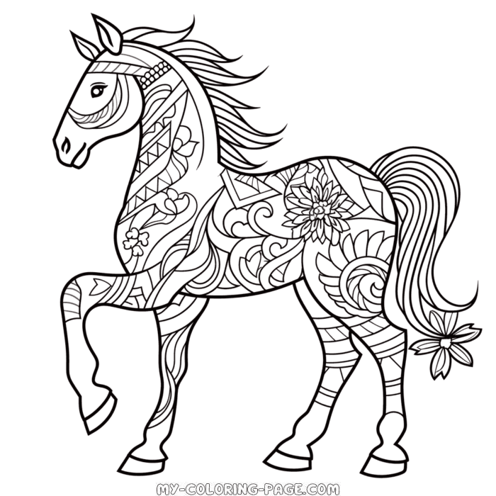 Mandala horse coloring page | My Coloring Page