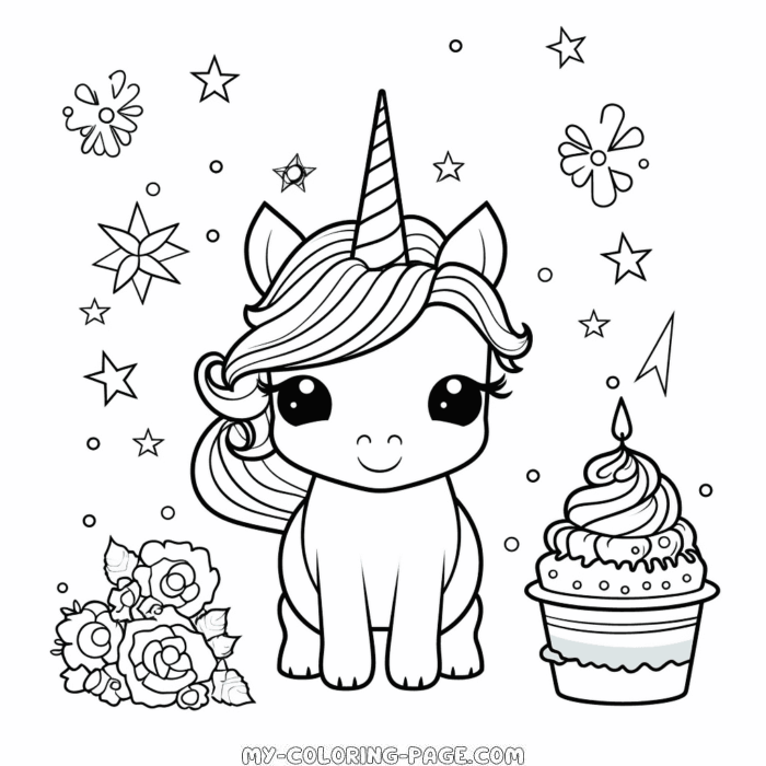 Printable Unicorn Birthday coloring page | My Coloring Page