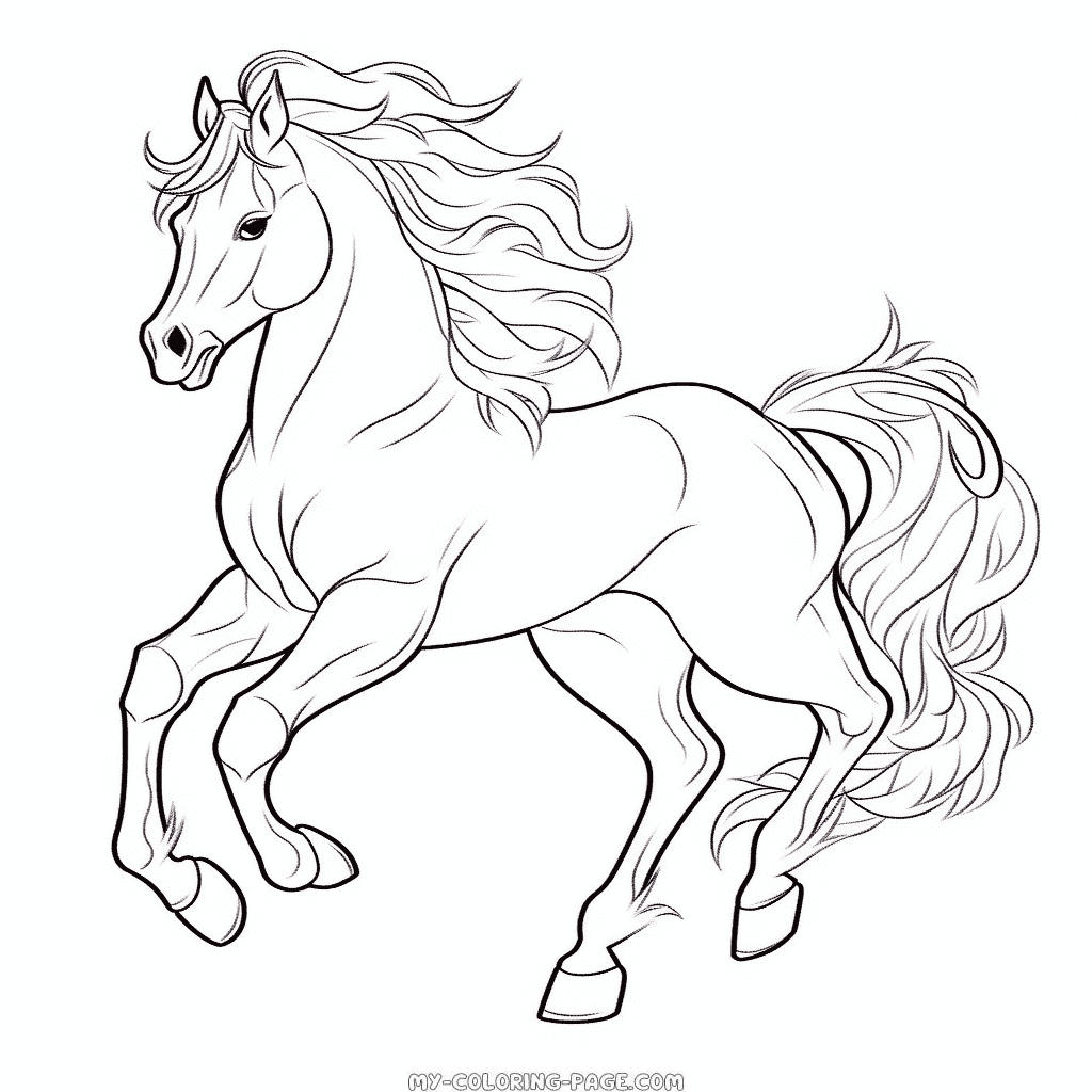 Realistic stallion horse coloring page | My Coloring Page
