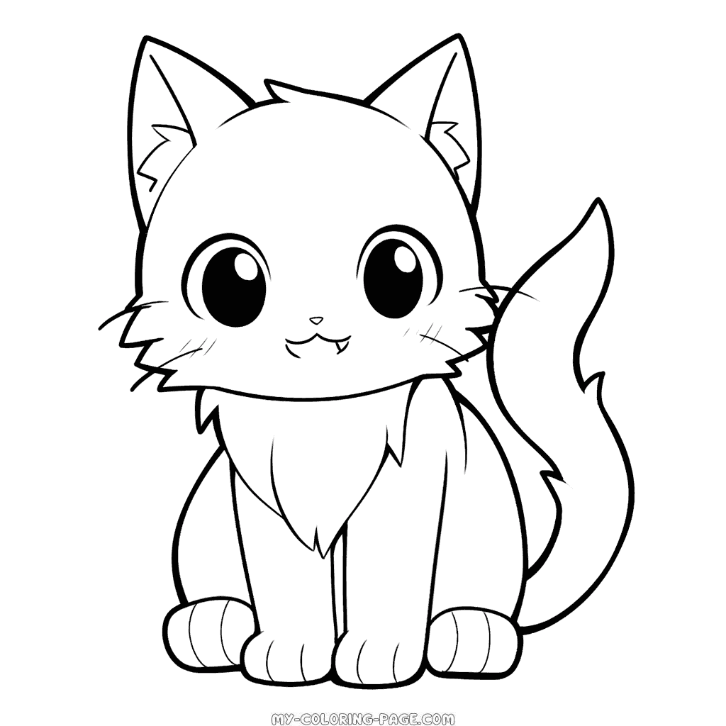 Simple cartoon Cat coloring page | My Coloring Page