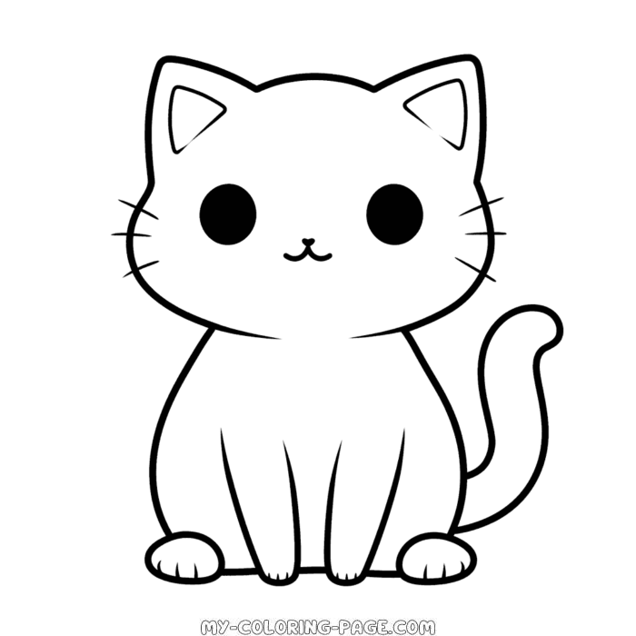 Simple cat emoji coloring page | My Coloring Page