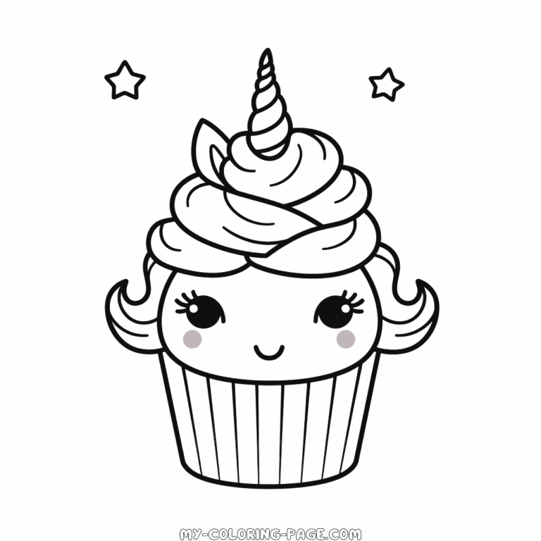 Unicorn cupcake coloring page | My Coloring Page