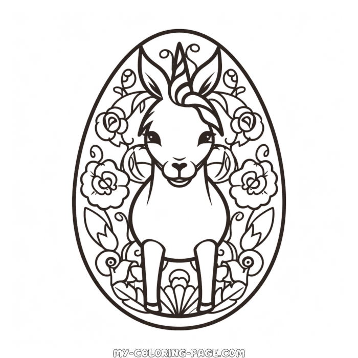 Unicorn easter egg coloring page | My Coloring Page