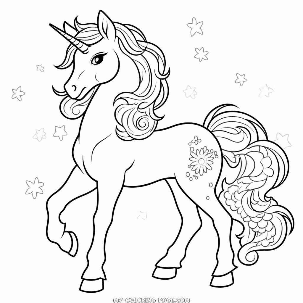 Unicorn horse coloring page | My Coloring Page
