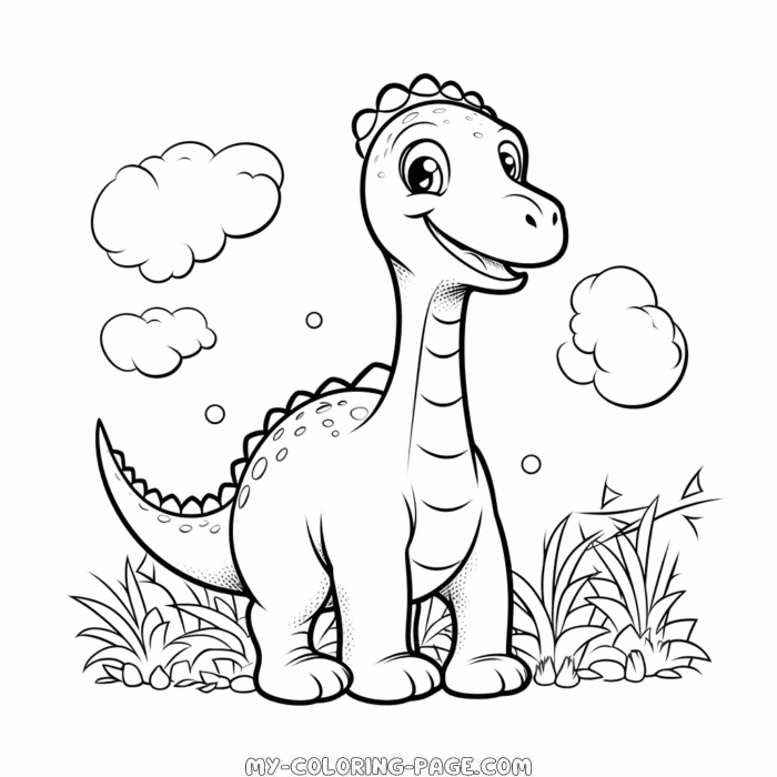 friendly brachiosaurus dinosaur coloring page | My Coloring Page